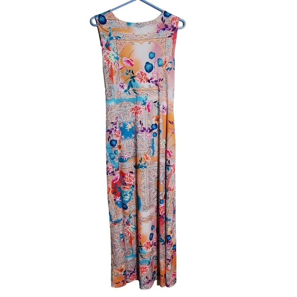 Boston Proper Floral Print Knot Front Maxi Dress Long full length Size Large - Picture 2 of 8